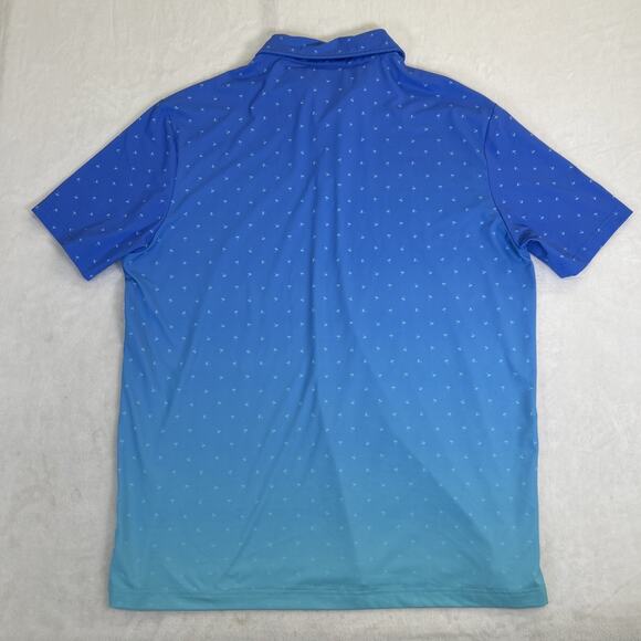 Sunday Swagger Golf Polo Shirt Blue Ombre Palm Tree Short Sleeve Men's Size XL - Picture 9 of 10